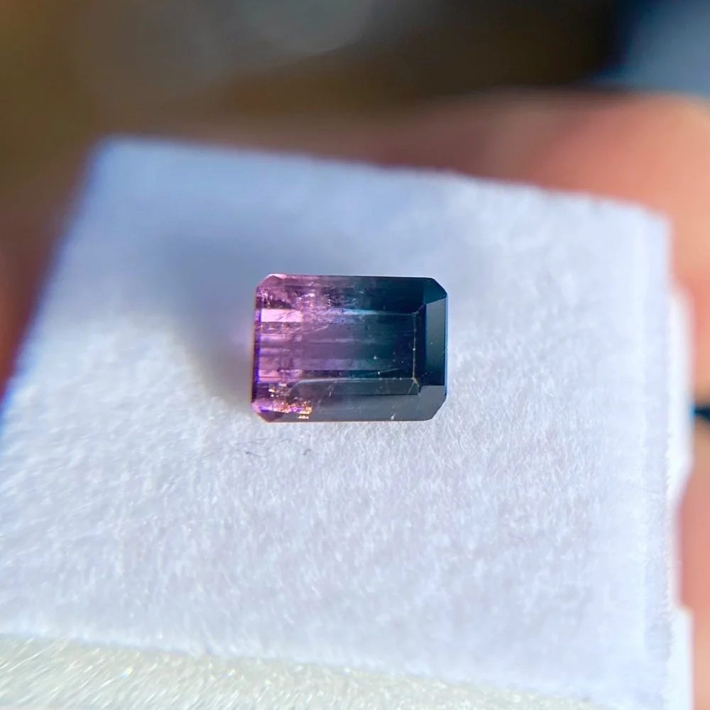 ππ 1.51 CT Natural BI-COLOR TOURMALINE Fuchsia to Dark Blue Gem - Picture 1 of 2